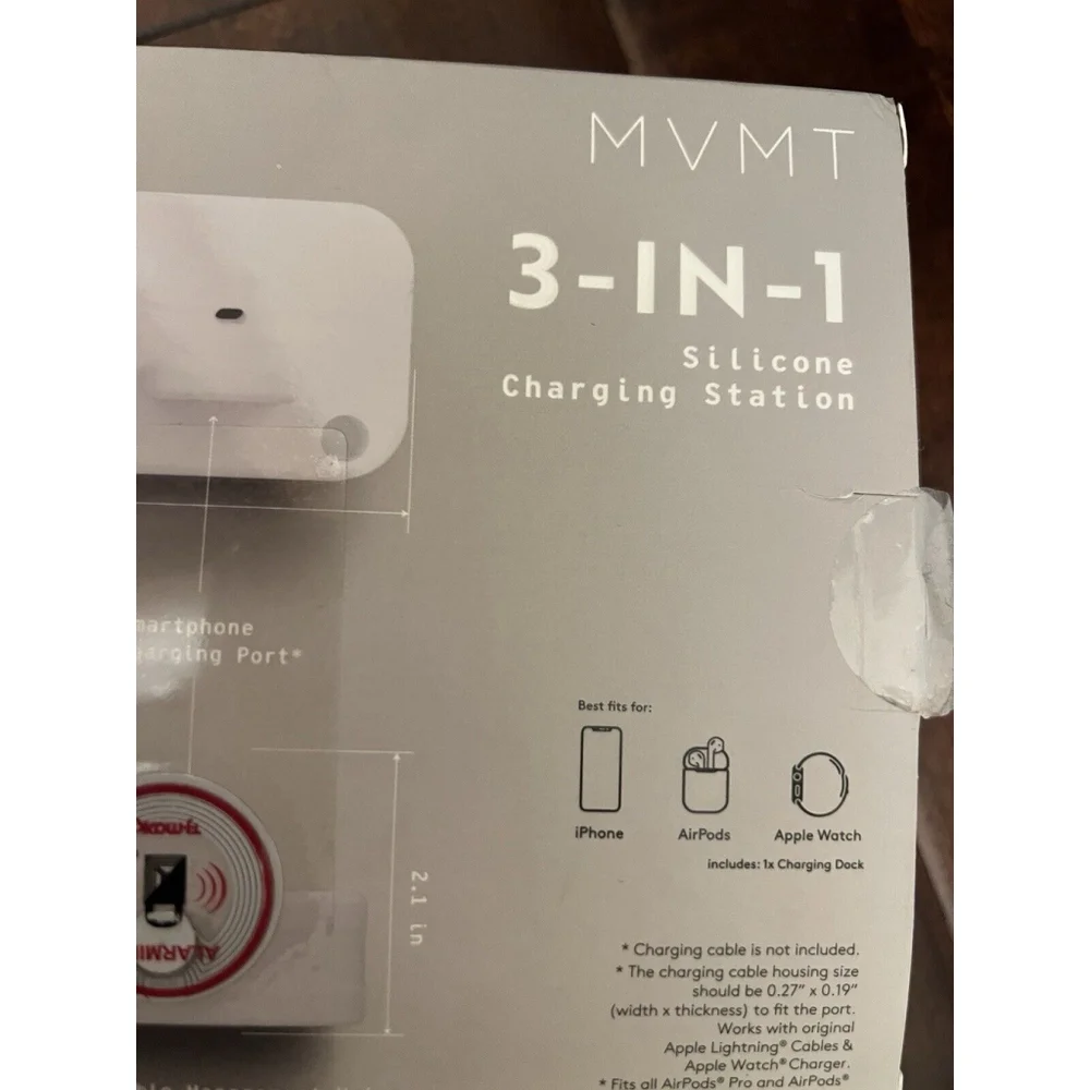 NIB MVMT 3-in-1 Silicone Charging Station Purple New In Box White